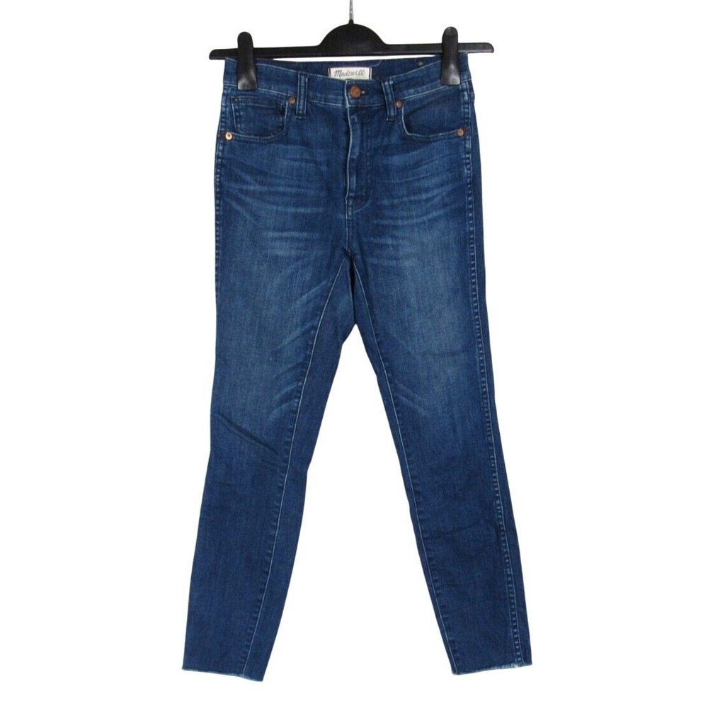 MADEWELL 10" High Rise SKINNY SKINNY Stretch Denim FRAYED HEM Blue Jeans Sz 26
